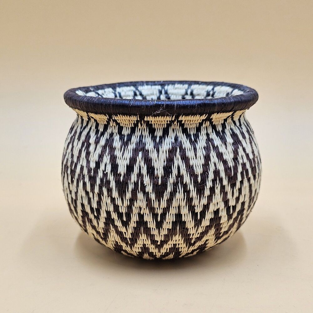 Vintage Wounaan Embera Colombia Panama Rainforest Woven Basket Pot
